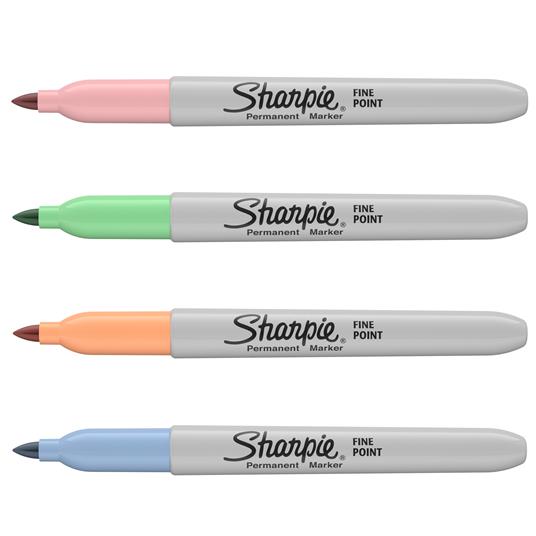 Pennarello indelebile SHARPIE FINE F in blister da 4 pz. : Menta, Pesca, Blu Sky, Rosa Elettrico - 2