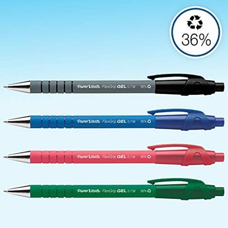 Penna a sfera FLEXGRIP GEL a scatto - M 0,7 - Nera, Blu, Rossa, Verde in Blister da 4 pz. - 2
