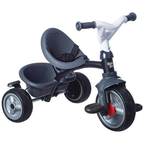 Smoby - Triciclo Baby Driver Plus Grigio - Bici Evolutiva Per Bambini Da 10 Mesi - Ruote Silenziose - Freno di Stazionamento - 2