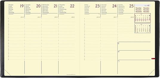 Agenda Settimanale Quo Vadis 2027, 13 mesi, Esecutivo Prestige, con rubrica, multilingue, Soho nero - 16 x 16 cm - 4