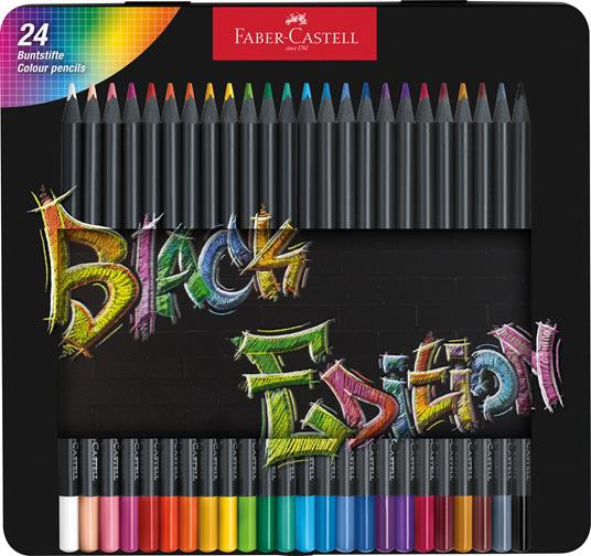 Astuccio metallo da 24 matite colorate triangolari Black Edition