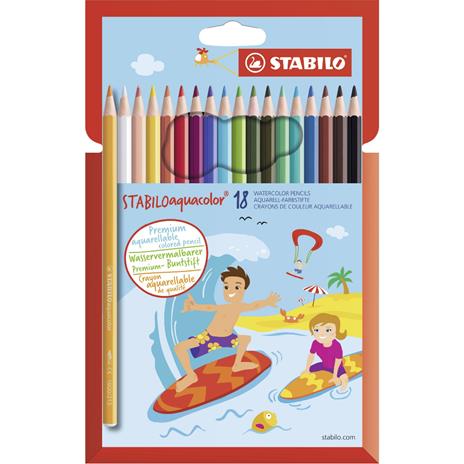 Matita colorata acquarellabile - STABILOaquacolor - Astuccio da 18 - Colori assortiti