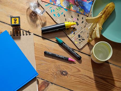 Marker acrilico - STABILO FREE Acrylic - T100 Punta rotonda 1-2mm - Confezione da 5 - Giallo - 5