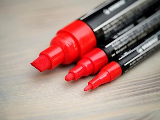 Marker acrilico - STABILO FREE Acrylic - T100 Punta rotonda 1-2mm - Confezione da 5 - Carminio - 6