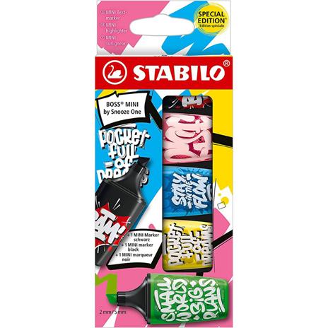 Evidenziatore e Marker - STABILO BOSS MINI by Snooze One - Astuccio da 5 - Rosa/Blu/Giallo/Verde/Nero