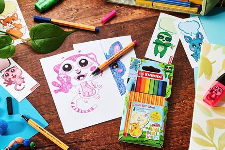 STABILO point 88 Mini - Animal Vibes - Fineliner - Astuccio da 8 - Colori assortiti - 5