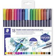 Astuccio 18 colori con penne a due punte: a pennello e fine. acquerellabili