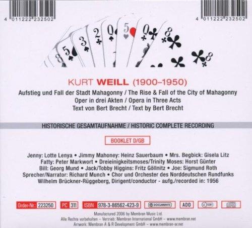The Rise and Fall of the City of Mahagonny - CD Audio di Kurt Weill,Lotte Lenya - 2