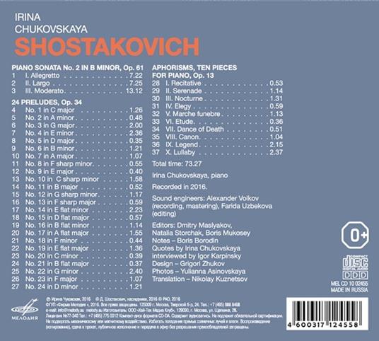 Sonata per pianoforte n.2 op.61 - 24 Preludi op.34 - Aforismi op.13 - CD Audio di Dmitri Shostakovich - 2
