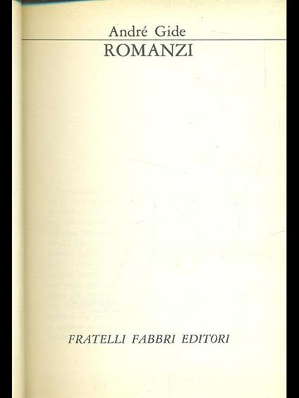 Romanzi - André Gide - copertina