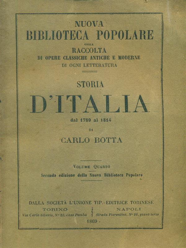 Storia d'Italia dal 1789 al 1814 volume quarto