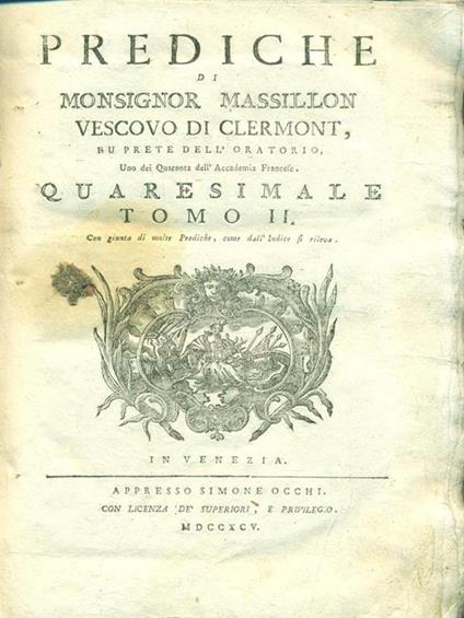 Prediche. Tomo II - Jean-Baptiste Massillon - copertina