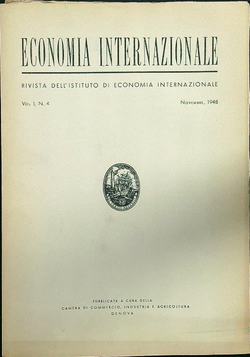 Economia internazionale vol. I n.4 novembre 1948 - copertina