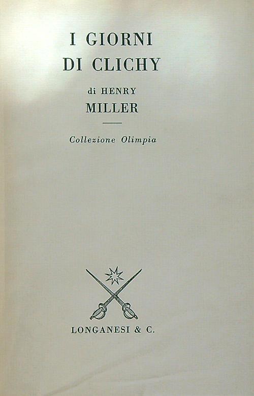 I giorni di Clichy - Henry Miller - copertina