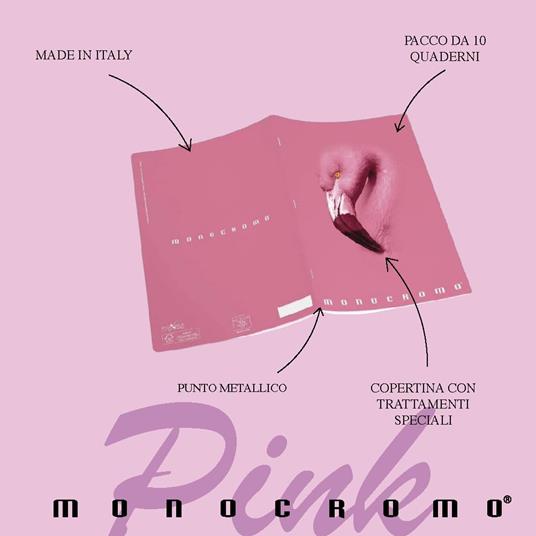 Confezione da 10 quaderni, Maxi Monocromo Pink 38Ff/Sh, 1R, a righe - 3