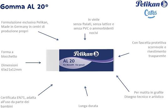 Gomma Pelikan al20 bianca per matita. Confezione da 4 pezzi. - 4
