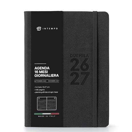 Diario 16 Mesi Moove Monobloc Giornaliera 12X17 Nero