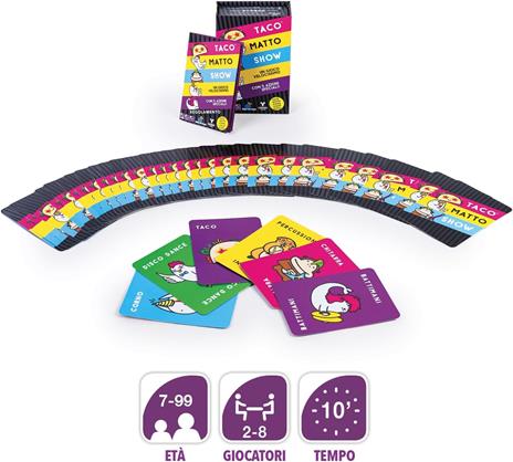 Taco Matto Show - Gioco di carte - Gioco Competitivo per Adulti e Bambini dai 7 Anni - 2-8 Giocatori - Durata 10min - 3
