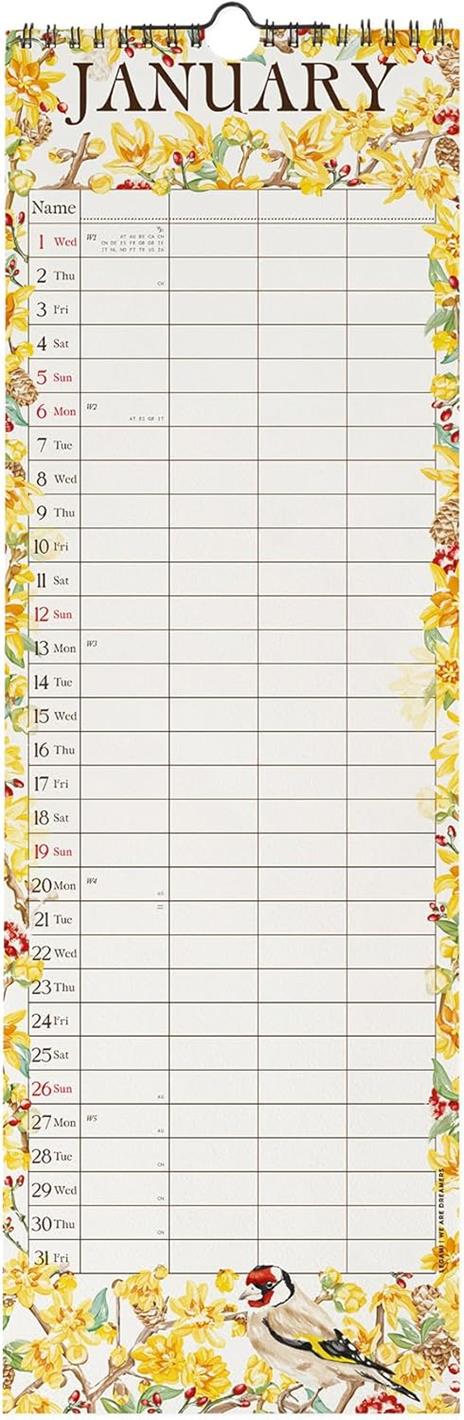 Calendario da Muro 2025 Legami - My Secret Garden - 16 x 49 - 2