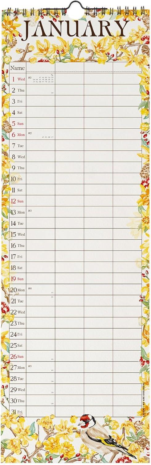 Calendario da Muro 2025 Legami - My Secret Garden - 16 x 49 - 2