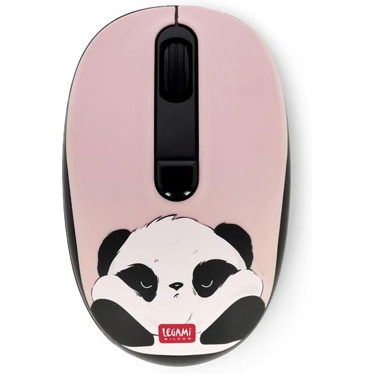 Legami - Mouse Wireless con Ricevitore USB Ultra Compatto, Tema Panda, 3 Opzioni di Velocità, Materiale ABS