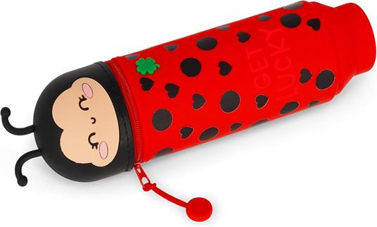 Legami - Kawaii Astuccio Scuola 2 in 1 in Morbido Silicone, Ladybug, Portapenne da Tavolo, Chiusura con Cerniera - 4