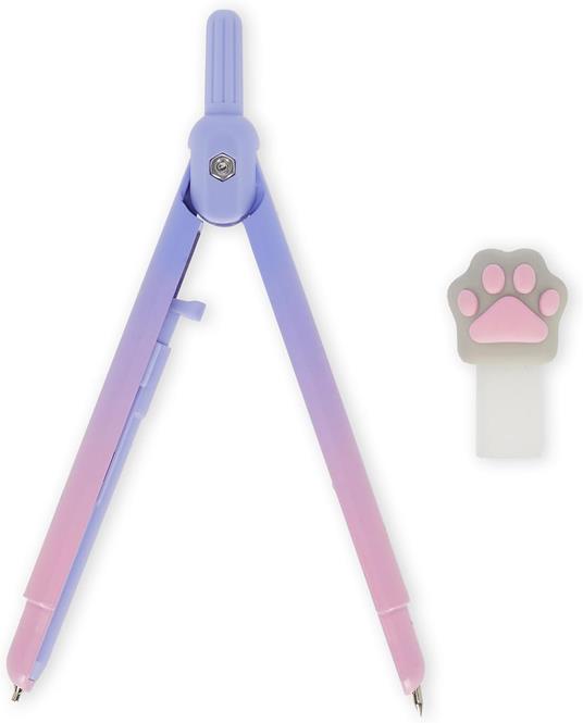 Legami - Compasso con Mina Automatica, Tema Kitty, 10 Mine 0,5 mm con 2B incluse, max Diametro 30 cm, Compatto - 3