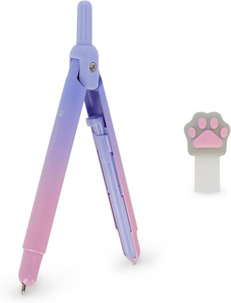Legami - Compasso con Mina Automatica, Tema Kitty, 10 Mine 0,5 mm con 2B incluse, max Diametro 30 cm, Compatto - 4