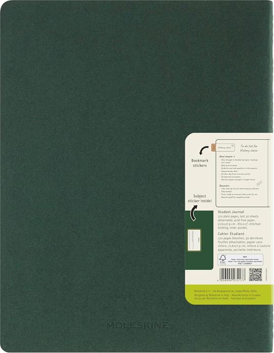 Taccuino a pagine bianche, verde Moleskine Student cahier - XXL - 2