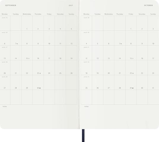 Agenda Moleskine 2027 12 mesi settimanale notebook large blu morbida - 4