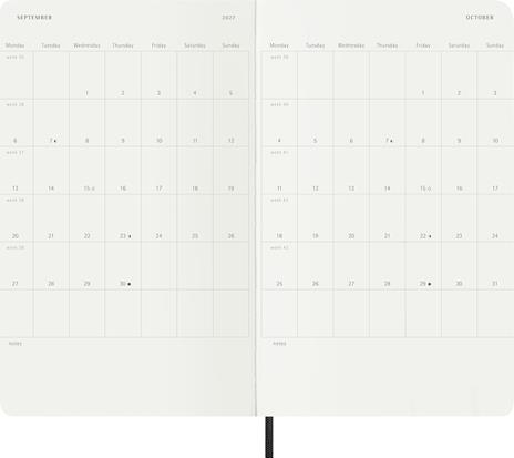Agenda Moleskine 2027 12 mesi settimanale notebook large nera morbida - 4