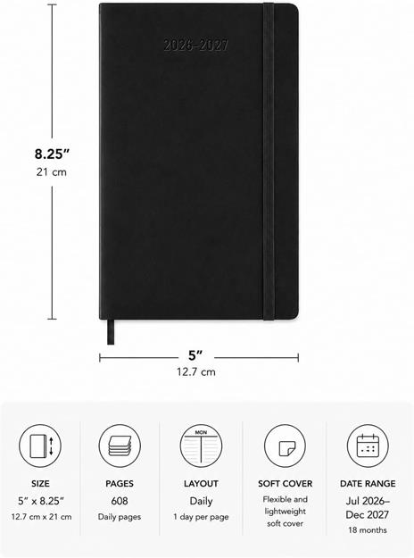 Agenda Moleskine 18 mesi giornaliera large nera morbida - 2