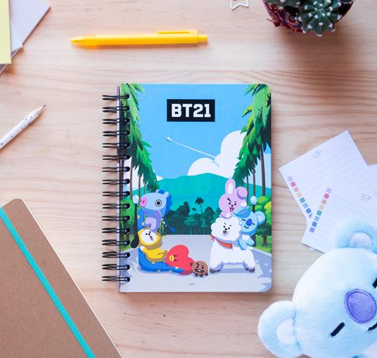 Bullet Journal puntinato BT21, dimensioni quaderno A5 con copertina rigida e chiusura elastica, 180 pagine con carta d'avorio - 4