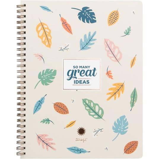 Taccuino A5, fogli bianchi a righe, con tasca interna e 3 fogli di adesivi Mr Wonderful - So Many Great Ideas