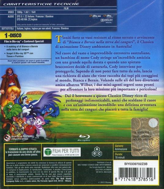 Bianca e Bernie nella terra dei canguri di Hendel Butoy,Mike Gabriel - Blu-ray - 2