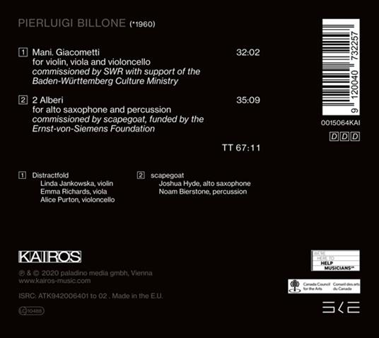 Mani Giacometti, 2 Alberi - CD Audio di Pierluigi Billone - 2