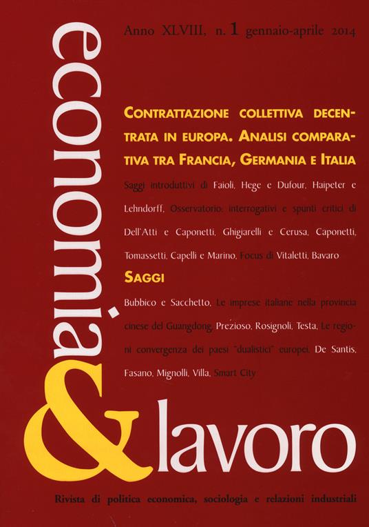 Economia & lavoro (2014). Vol. 1 - copertina