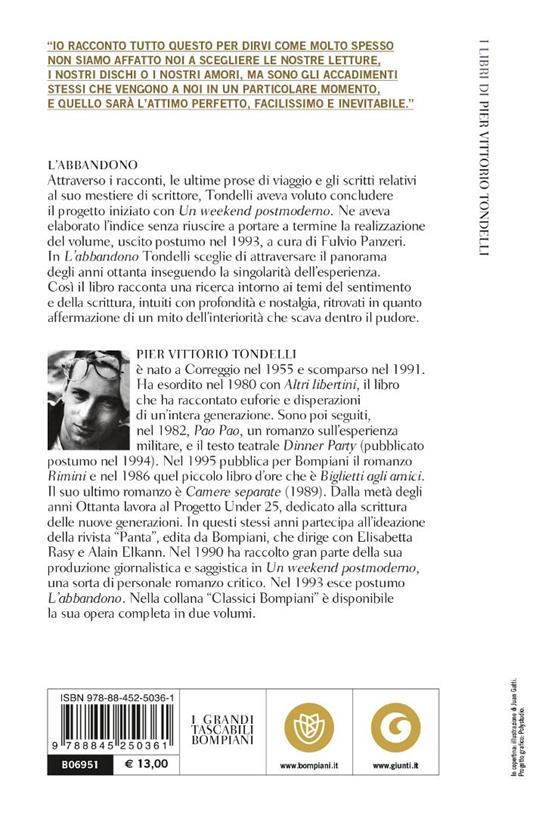 L'abbandono. Racconti degli anni Ottanta - Pier Vittorio Tondelli - 3