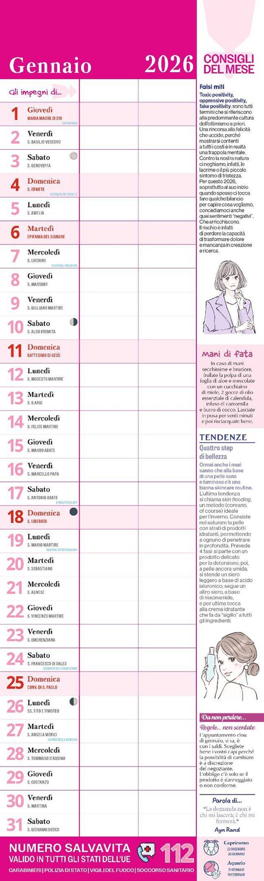 Calendario-agenda per lei 2026 - 2
