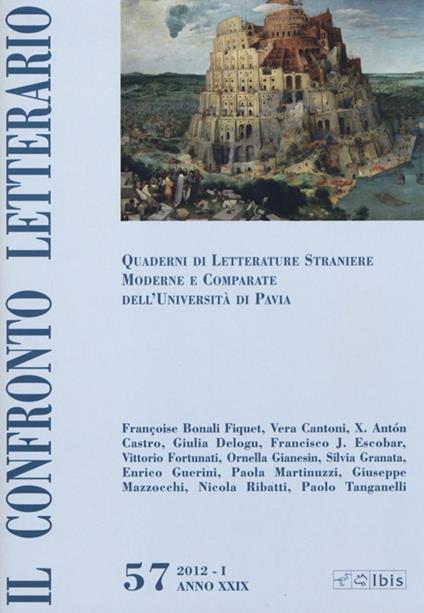 Il confronto letterario. Quaderni di letterature straniere moderne e comparate dell'Università di Pavia. Vol. 57 - copertina