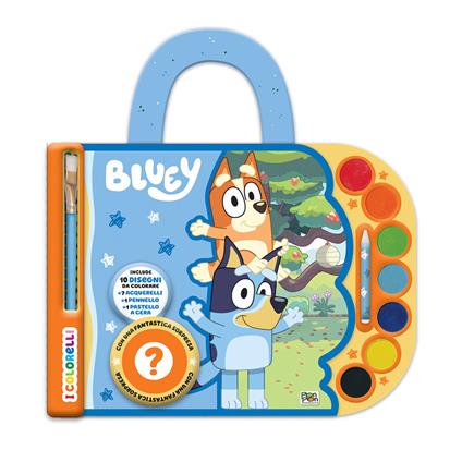 Bluey. Valigetta acquerelli. I colorelli. Ediz. a colori. Con 7 acquerelli, 1 pennello, 1 pastello a cera bianco e 1 sorpresa - Cristina Panzeri - copertina