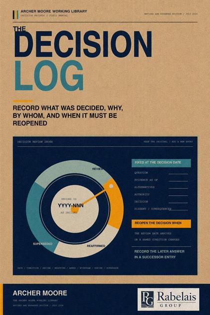 The Decision Log: Record What Was Decided, Why, By Whom, and When It Must Be Reopened